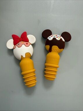 Disney Minnie & Mickey Ice Cream Bottle Stoppers - Yellow, White, Brown, Red